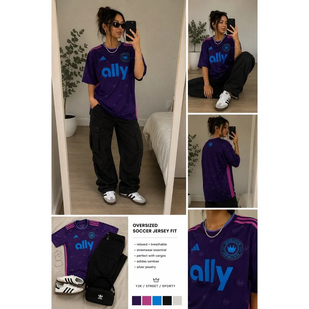 Adidas Soccer Jersey Mens XL Purple‎ Charlotte FC Ally Crown Aeroready Shirt